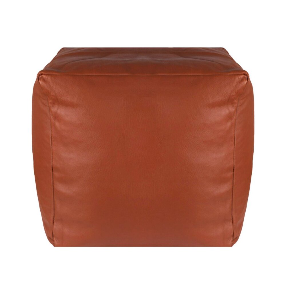 NWT Saddle Tan Moroccan Leather Pouf Ottoman - Picture 2 of 4